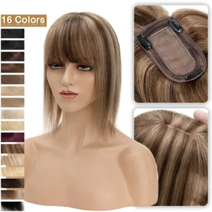 7x13cm Hair Toppers Human Hair Silk Base Hair Cilp Hair Wig Human Hair Clip In - Picture 1 of 36