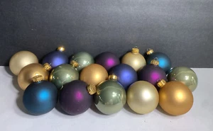 Bola de vidrio brillante mate vintage adornos navideños azul dorado púrpura verde 18 - Imagen 1 de 5