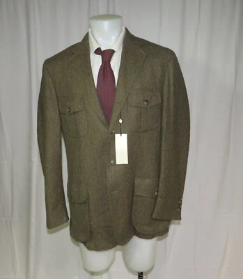 Polo Ralph Lauren Taupe Herringbone Tweed Four Roll Three Hunting Jacket 43L NOS - Image 1 of 4