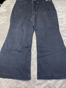 Knox Rose Women's High-Rise Wide Leg Jeans Black Plus Size 30 Stretch NWT - Picture 1 of 11