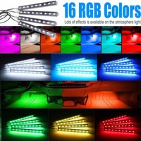 4PCS 48 LED Car Interior Atmosphere Neon Lights Strip Wireless IR Remote Control