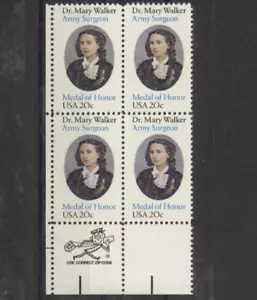 #2013 Dr Mary Edwards Walker Civil War Army Surgeon 1982 Mint NH ZIP CODE BLOCK - Picture 1 of 1