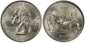 2004-P States and Territories 25c / Wisconsin / Uncirculated Quarter / Gem - Bild 1 von 3