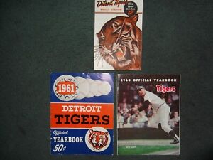 DETROIT TIGERS YEARBOOK LOT-1961 & 1968 Plus 1956 SCOREBOOK