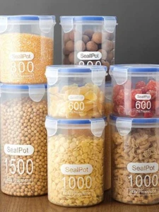 4pc Clear Food Storage Box,Grain Storage Tank,Plastic Grain Storage Box,Airtight - Picture 1 of 2