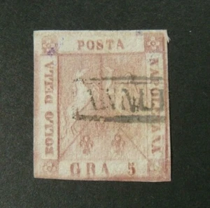 ITALIA ,ITALY 1858 NAPOLI "STEMMA delle 2 Sicilie" 5gr. rosa brunastro Used ss.9 - Imagen 1 de 1
