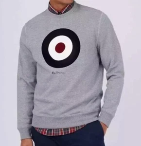Ben Sherman Signature Target Bulls Eye Logo Gray Sweatshirt Men's Small Cotton - Picture 1 of 7