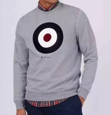 Ben Sherman Signature Target Bulls Eye Logo Gray Sweatshirt Men's Small Cotton - Image 1 of 4