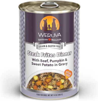 Weruva Steak Frites Dinner with Beef, Pumpkin & Potatoes Wet Dog Food, 12 x14-oz