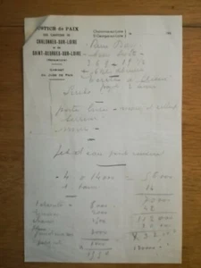 1942 TBE 2 pages La pommeraye - Brouillon juge de paix chalonnes sur loire - Imagen 1 de 2