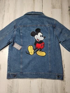 Disney Mickey Mouse Embroidered Distressed Denim Trucker Jacket Men's Size M - Picture 1 of 14