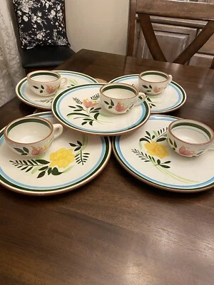 5 Stangl Dessert Sets Cup And Plate Country Garden floral farmhouse cottage - Image 1 of 4