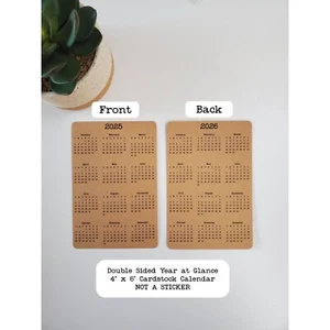 Double Sided Year At A Glance Cardstock Calendar With 2 Years 4" x 6" - Picture 1 of 4