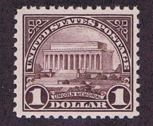 US 571 UNUSED ORIGINAL GUM MNH $1 LINCOLN MEMORIAL, 1923 VERY FINE - Picture 1 of 2
