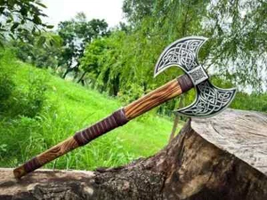 Handmade Double Head Berserker Axe, Large Norse Axe, Hand Forged Steel Axe AU - Picture 1 of 6
