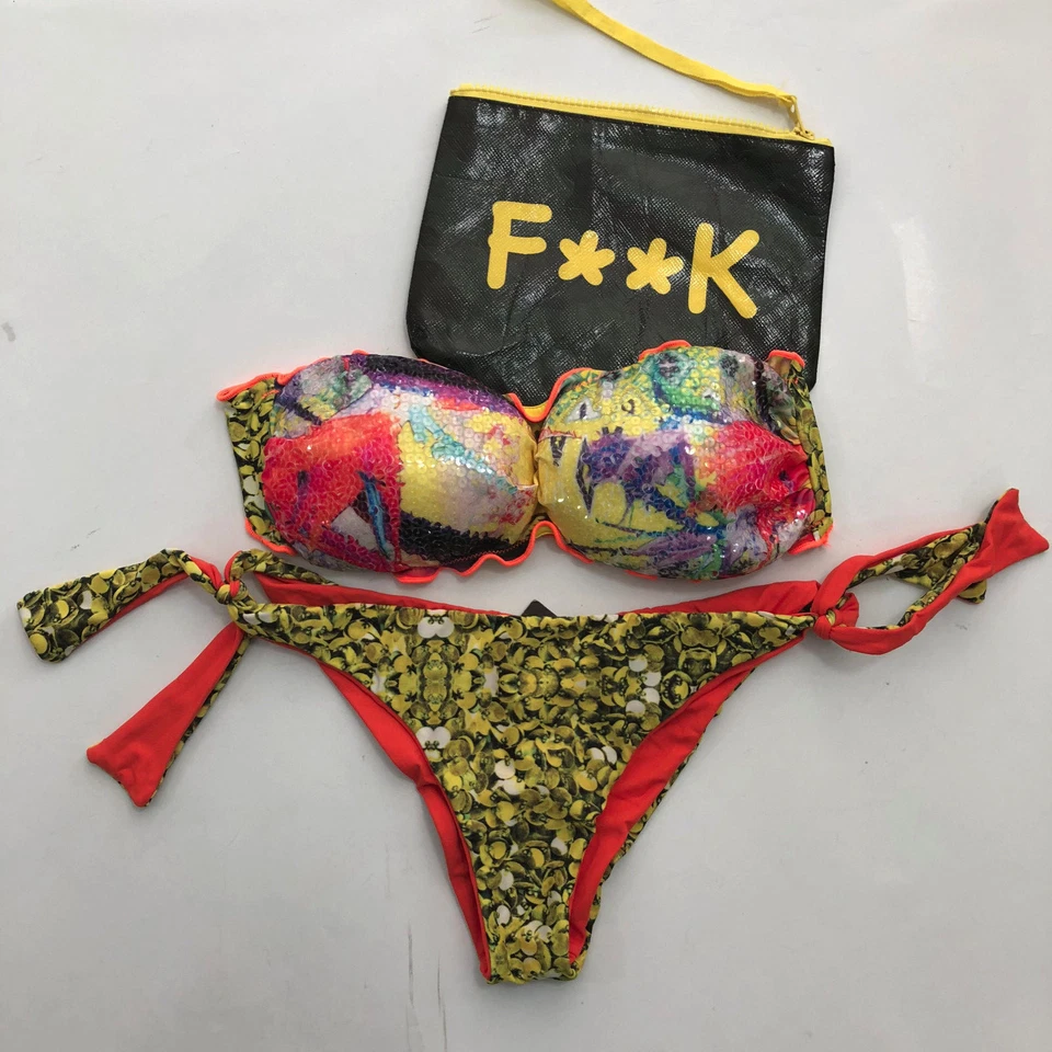 Costume Bikini Fascia F**K Effek - Arancio Giallo Reversibile >> SCONTATO < 072U - Immagine 1 di 1