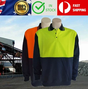 5XL Hi Vis Viz Fluro Polo Fleece Safety Work Jumper Sloppy Joe Windcheater - Picture 1 of 10