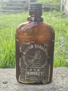 Antique Paper Label Bottle Silver Stallion Rye Whiskey Springdale Connecticut - Picture 1 of 9