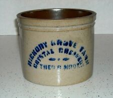 HICKORY GROVE FARM - CRYSTAL CREAMERY - OHIO Blue Salt Glazed Stoneware Dairy OH
