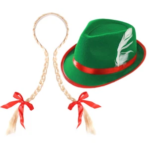 BAVARIAN GIRL HAT BLONDE PLAIT HEADBAND OKTOBERFEST FANCY DRESS COSTUME LADIES - Picture 1 of 4
