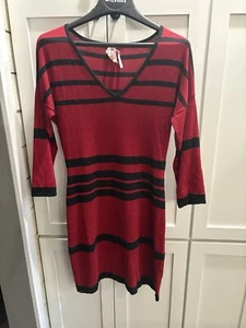 derek heart Red And Black Striped Lightweight Sweater Dress Size Large. Womens - Picture 1 of 6