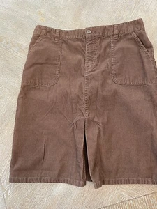 Old Navy Brown Corduroy Mini A-Line Skirt - Women's Size 10 Front Pleated slit - Picture 1 of 5