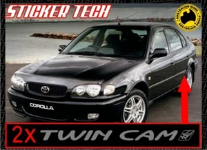 2x TWIN CAM STICKER DECALS TO SUIT TOYOTA COROLLA CONQUEST SECA LIFTBACK AE112 - Picture 1 of 2