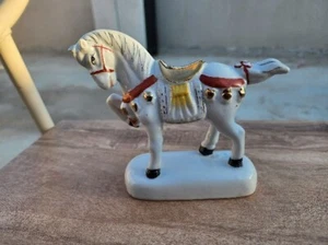 Horse Old Art Vintage Ceramic Scene Mold Vtg Figurine Riding Painted... - Picture 1 of 8
