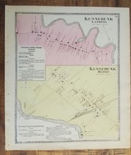 Antique Colored MAP - KENNEBUNK LANDING, MAINE - / Atlas York County, ME - 1872