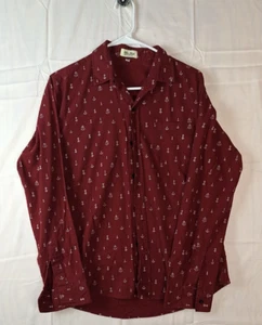 Win Shop Men's Button Up Shirt Size XL Red Cotton Long Sleeve Collared Pocket - Picture 1 of 4