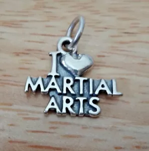 Sterling Silber 15x17mm I Love (Herz) Kampfsport Charm! - Bild 1 von 3