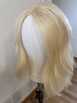 Peruca sintética | 20” loira clara 613 tampa de renda dura sem etiquetas 35 peruca externa - Imagem 1 de 4