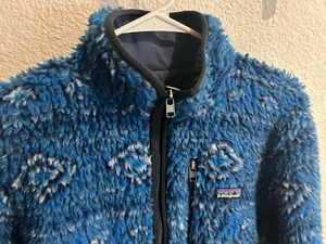 Patagonia Blue Retro X Deep Pile Aztec Tribal Fleece Synchilla Jacket Small S - Picture 1 of 6