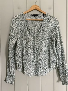 Top Veronica Barba Layana XS Multi Floreale Manica Lunga Verde Boho Scollo a V Cravatta Collo - Foto 1 di 7
