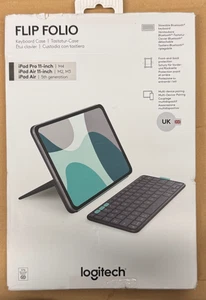 LOGITECH FLIP FOLIO KEYBOARD CASE IPAD PRO 11 IPAD AIR 11 M2 M3 IPAD AIR 5TH GEN - Picture 1 of 1