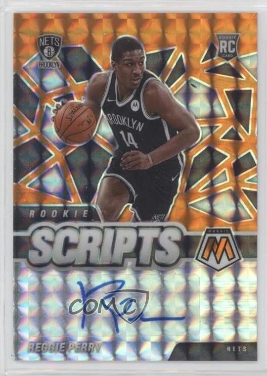 2020-21 Panini Mosaic Rookie Scripts Orange Prizm Reggie Perry #RS-RPE Auto RC - Image 1 of 2