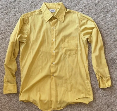 Camisa Rockabilly Vintage Años 60 Enro Manga Larga Abotonada M Amarillo Mostaza Foto 1 de 3