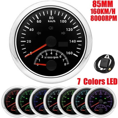 85MM Waterproof GPS Speedometer 0-160KM/H With Tachometer 8000RPM Gauge for Boat - Image 1 of 4