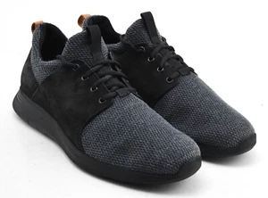 Johnston & Murphy Amherst Shoes Size 10.5 M Black Dark Gray Suede Leather Knit - Picture 1 of 10