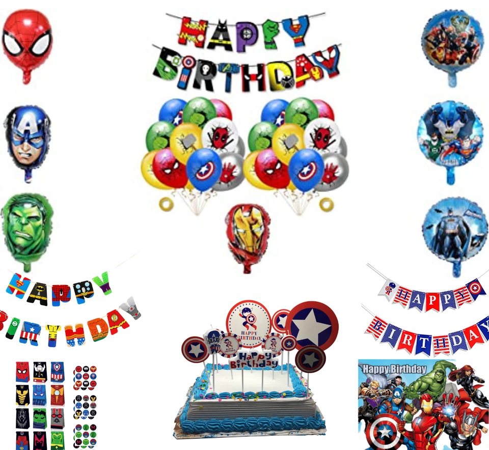 AVENGADORES CUMPLEAÑOS suministros fiesta Bgs, globos, pancartas, velas, pegatinas, Foto 1 de 1