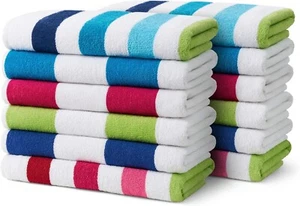 Large Soft and Absorbent Cotton Bath Towels, Assorted Colors, 30" x 60",12 Count - Picture 1 of 2