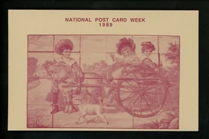 National Postcard Week 1989 Children Wagon Cart Sheep Puzzle - Picture 1 of 2