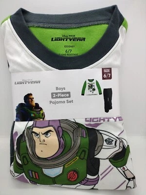 Disney Pixar 6/7 Niños Buzz Lightyear PJ’s Pantalones Manga Larga Conjunto de 2 piezas Blanco Vellón Foto 1 de 4