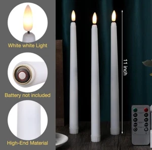 20 Pack Flameless Taper Candles with 1 Remote, Flickering LED Taper Candles Real - Picture 1 of 4