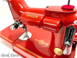 Seltene "CORVETTE STINGRAY RIVERSIDE RED" Singer Featherweight 221 Nähmaschine ~ - Bild 1 von 19