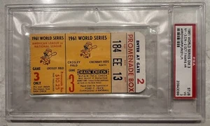 1961 World Series Stub, Gm 3/Maris HR (#62), last Yogi Berra Hit /low Pop, PSA 3 - Picture 1 of 2
