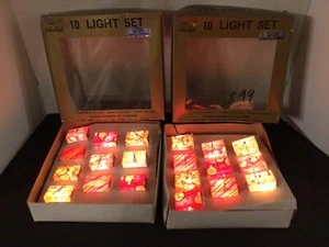 2 BOXES VTG GOLDEN SLEIGH 10 GIFT BOX CHRISTMAS STING LIGHTS NO. HC-56 BOX WORKS - Picture 1 of 10