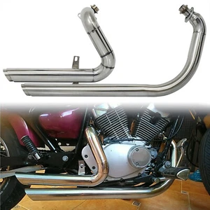 Shortshots Staggered Exhaust Pipes + Silencer Fit For Yamaha Virago XV125 XV250 - Picture 1 of 12