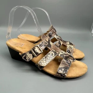 Vionic 381 Radia Women's 7 Brown Casual Wedge Sandal Slip-On Open Toe Strappy - Picture 1 of 10
