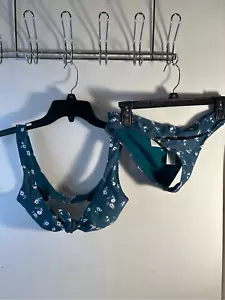 Hollister swim xs bikini piccolo verde fiori bianchi - Foto 1 di 10